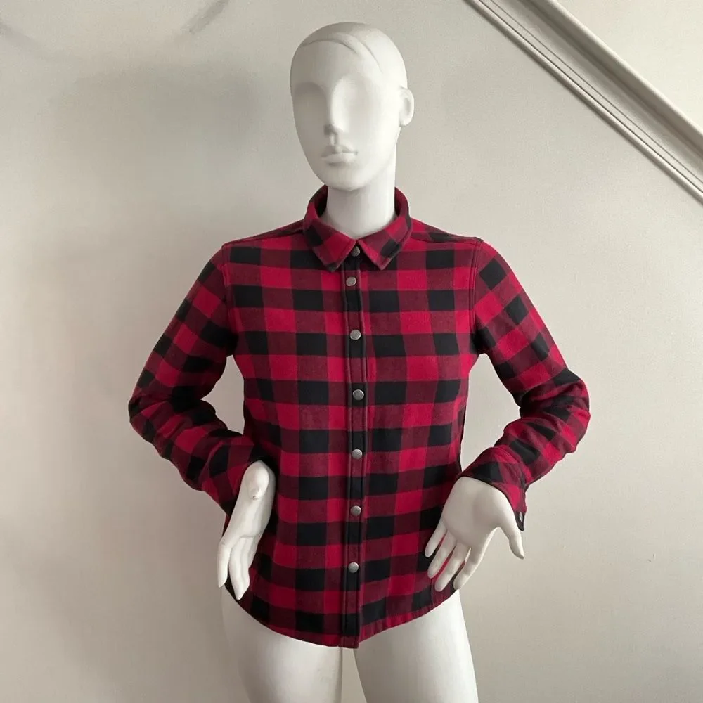 Orvis Lined Flannel Buffalo Plaid Jacket Red Black M